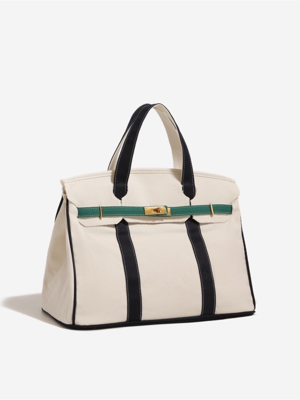 Custom Designed Boatkin Canvas Boat Tote – Navy & Green Trim with Piping